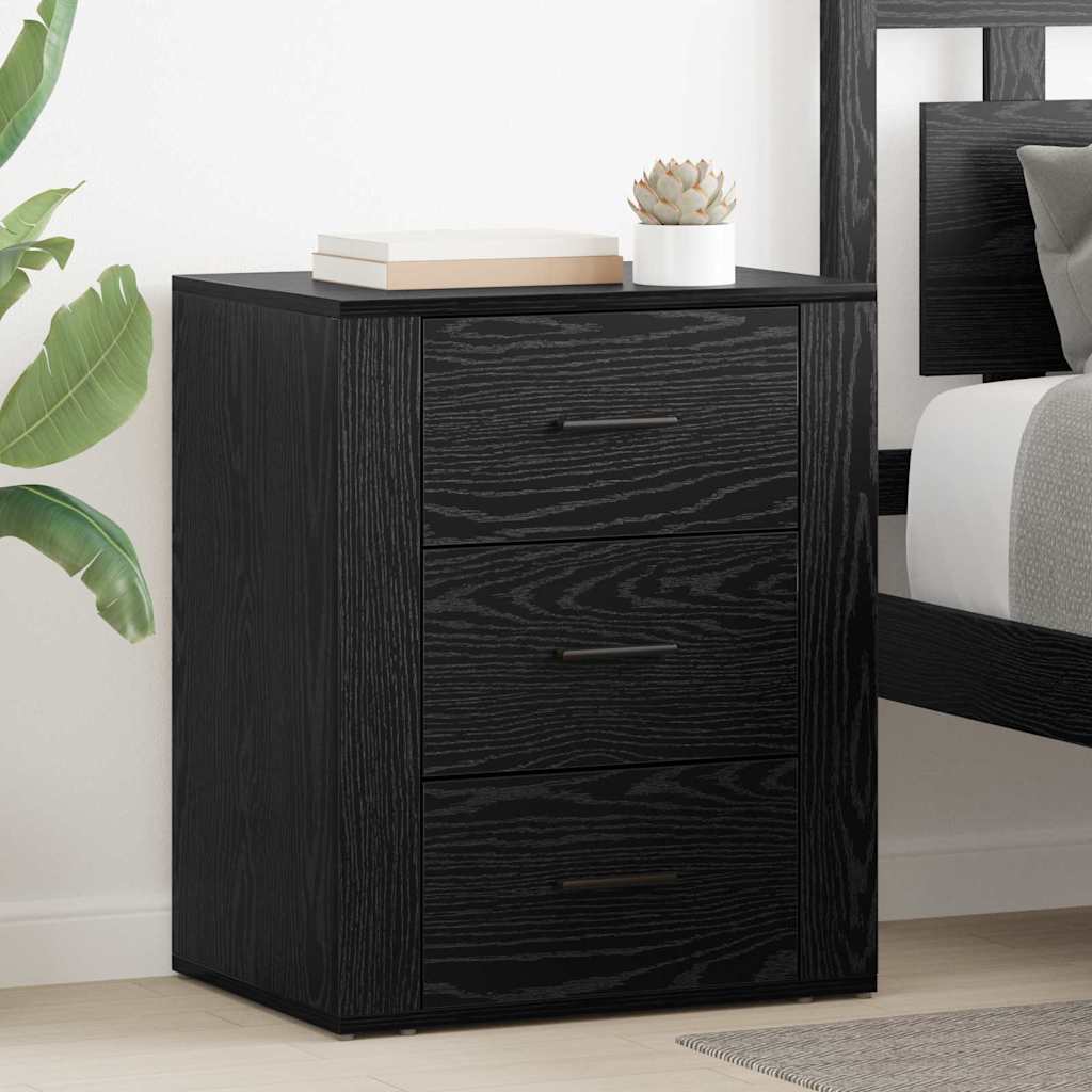 Bedside Cabinet Black oak 50 x 36 x 60 cm Engineered wood